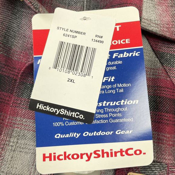 Men’s Extra Heavy Pearl Snap Plaid Flannel Outdoor Shacket Red Black Gry 2XL NWT - Picture 4 of 8